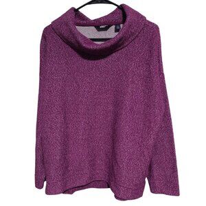 Lands End Cowl Neck Sweater Womens Size Large Purple Knit Pullover Long Sleeve